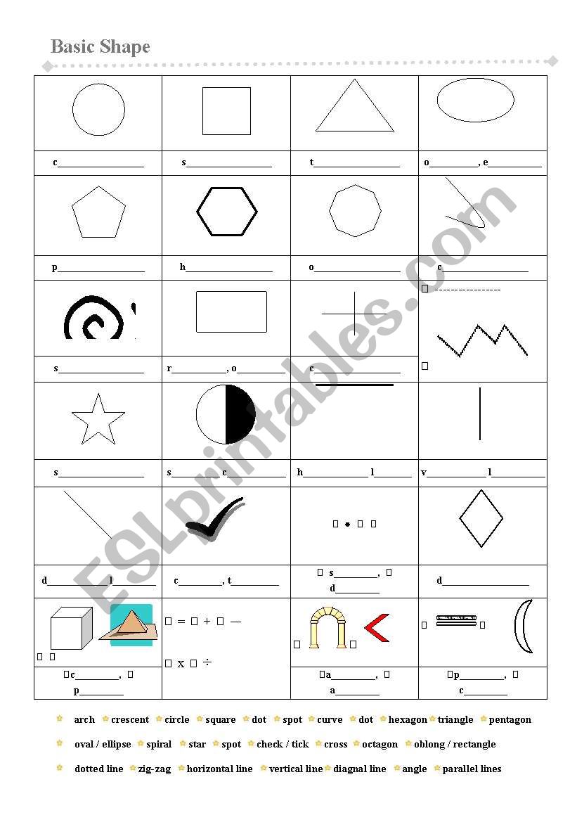 Basic Shape worksheet