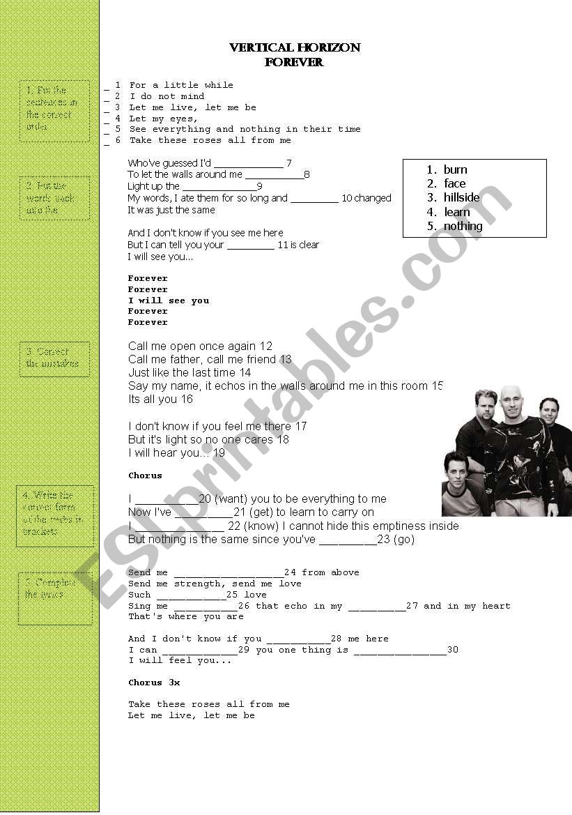 Vertical Horizon worksheet