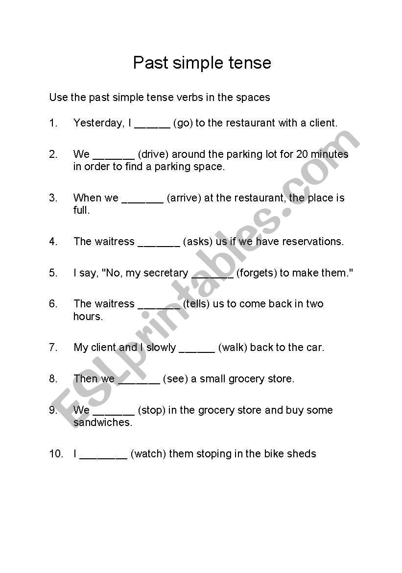 Past Simple Tense worksheet