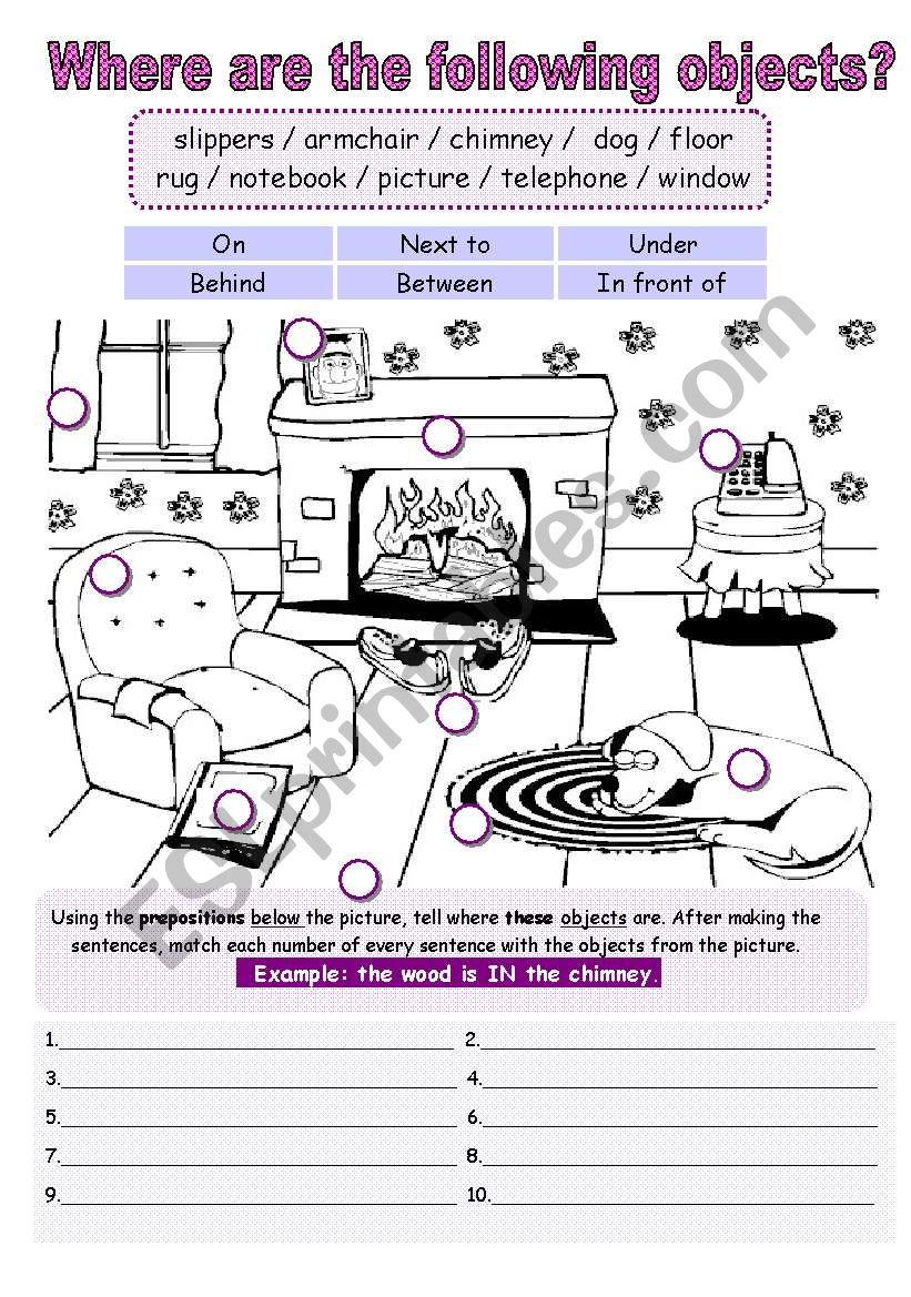 Prepositions of Place worksheet