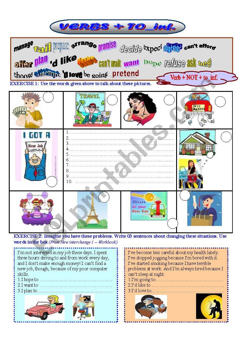 To infinitive practice worksheet