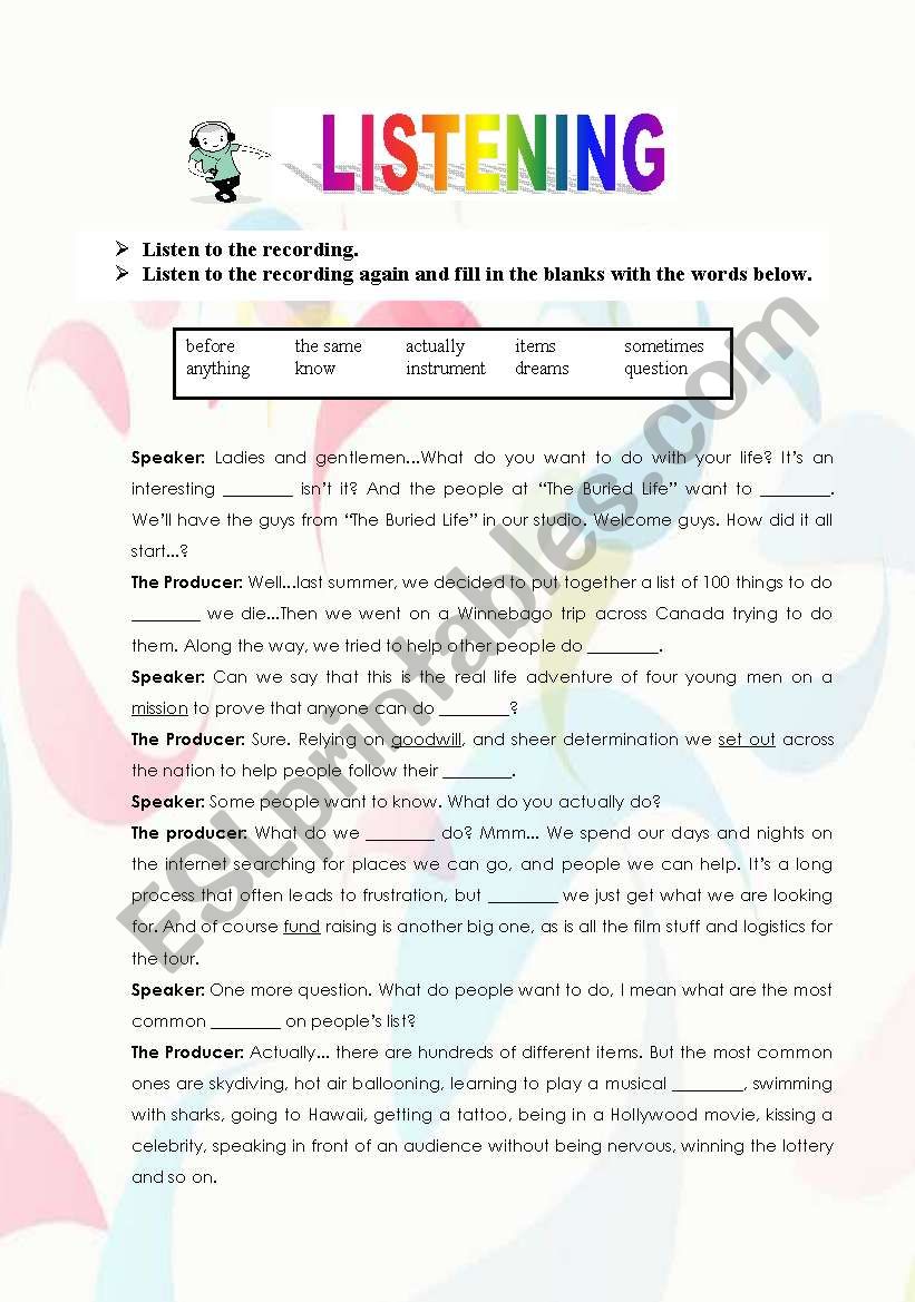 gap filling worksheet