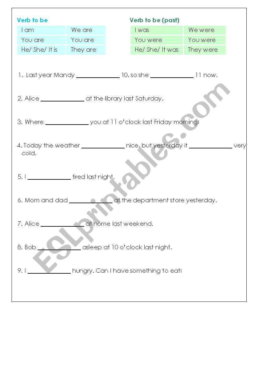 verb (past tense) worksheet