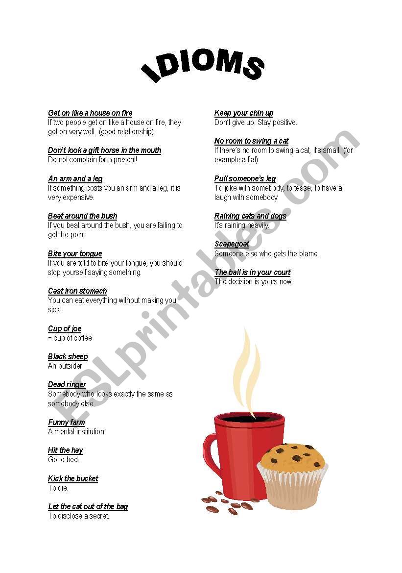 IDIOMS worksheet