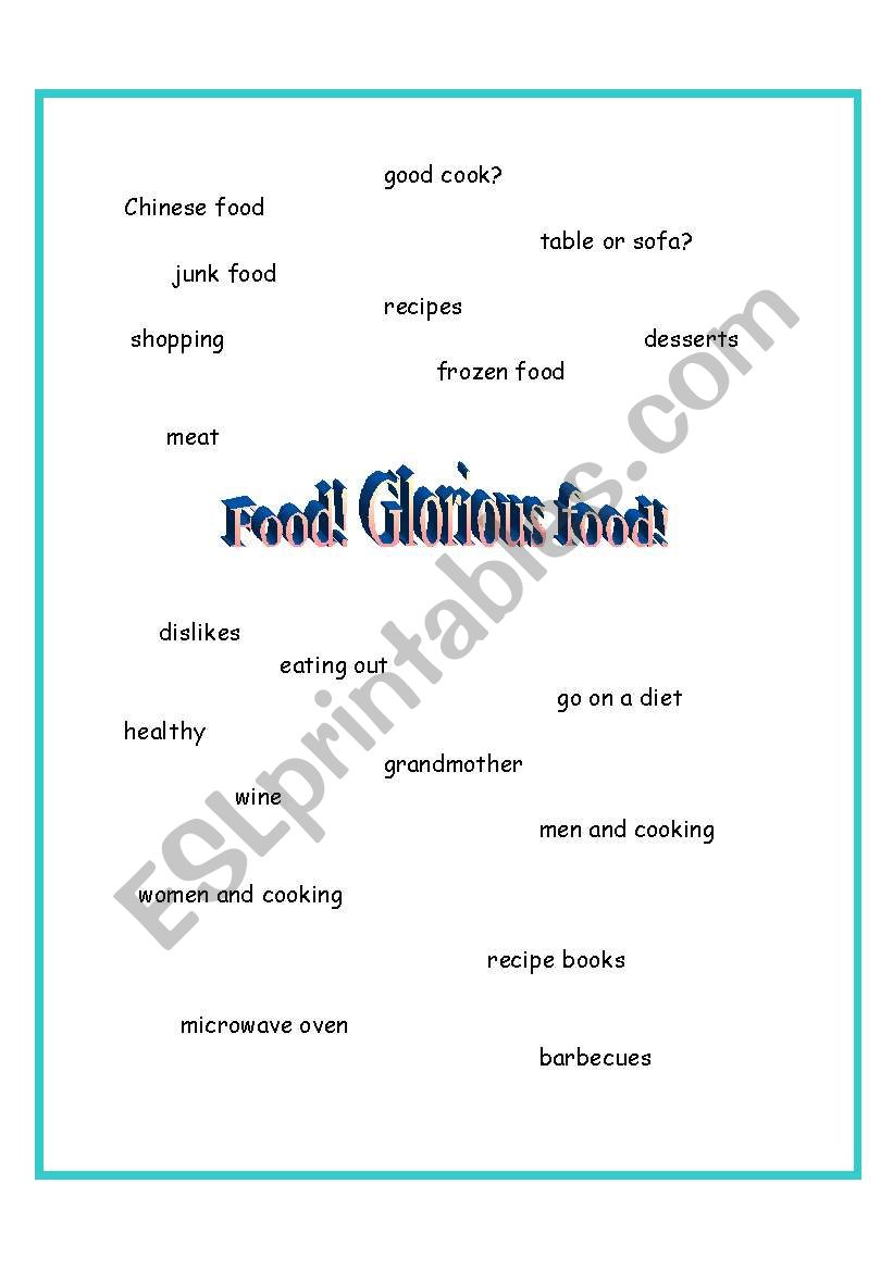 Food Free Speak worksheet