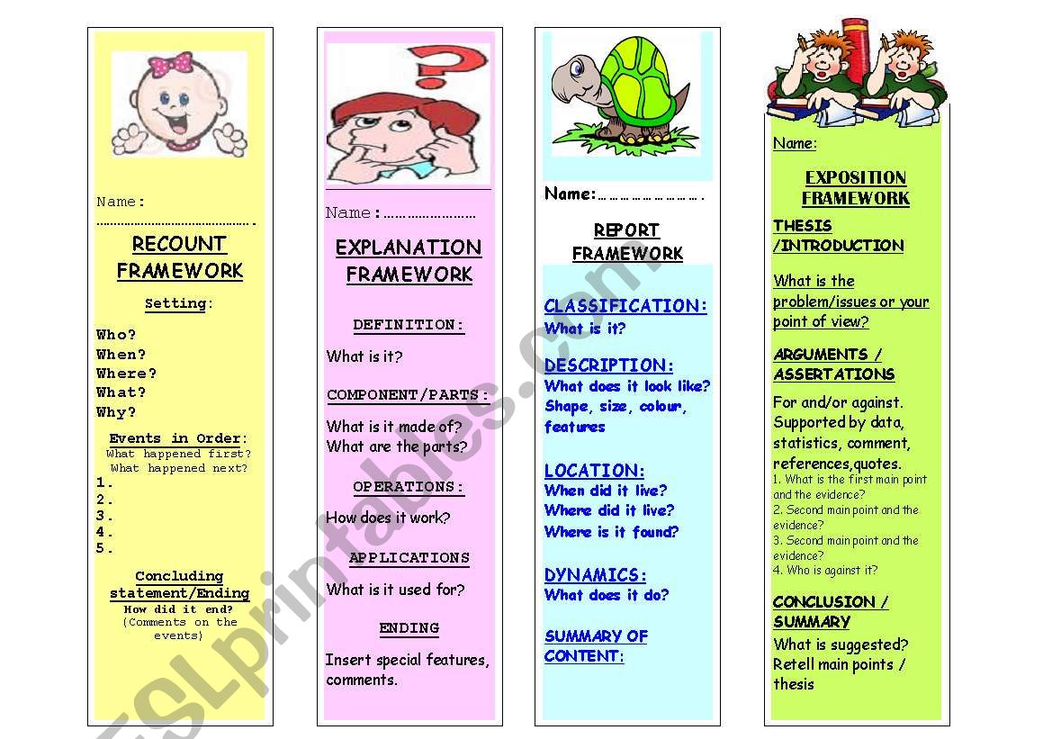 WRITING FRAMEWORKS - BOOKMARKS PART 1