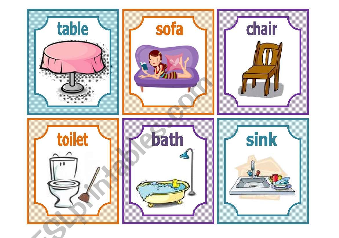 FURNITURE FLASHCARDS worksheet