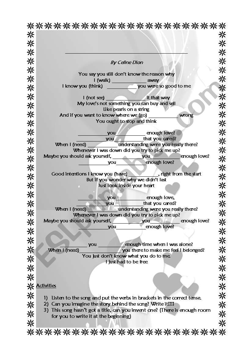 Did you give enough love? worksheet
