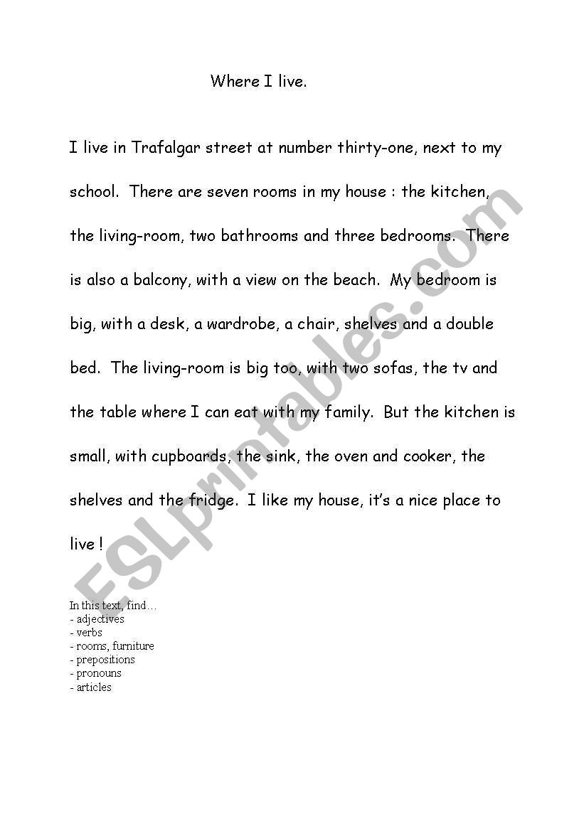 activity revision in grammar and topic of furniture