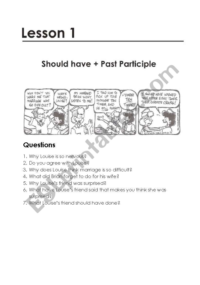 Should have + Past Participle worksheet