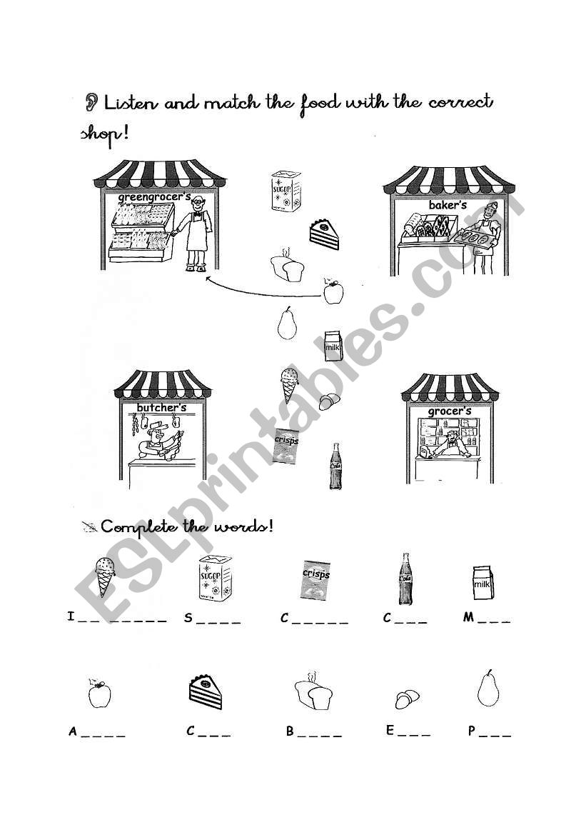 Food - Shops worksheet