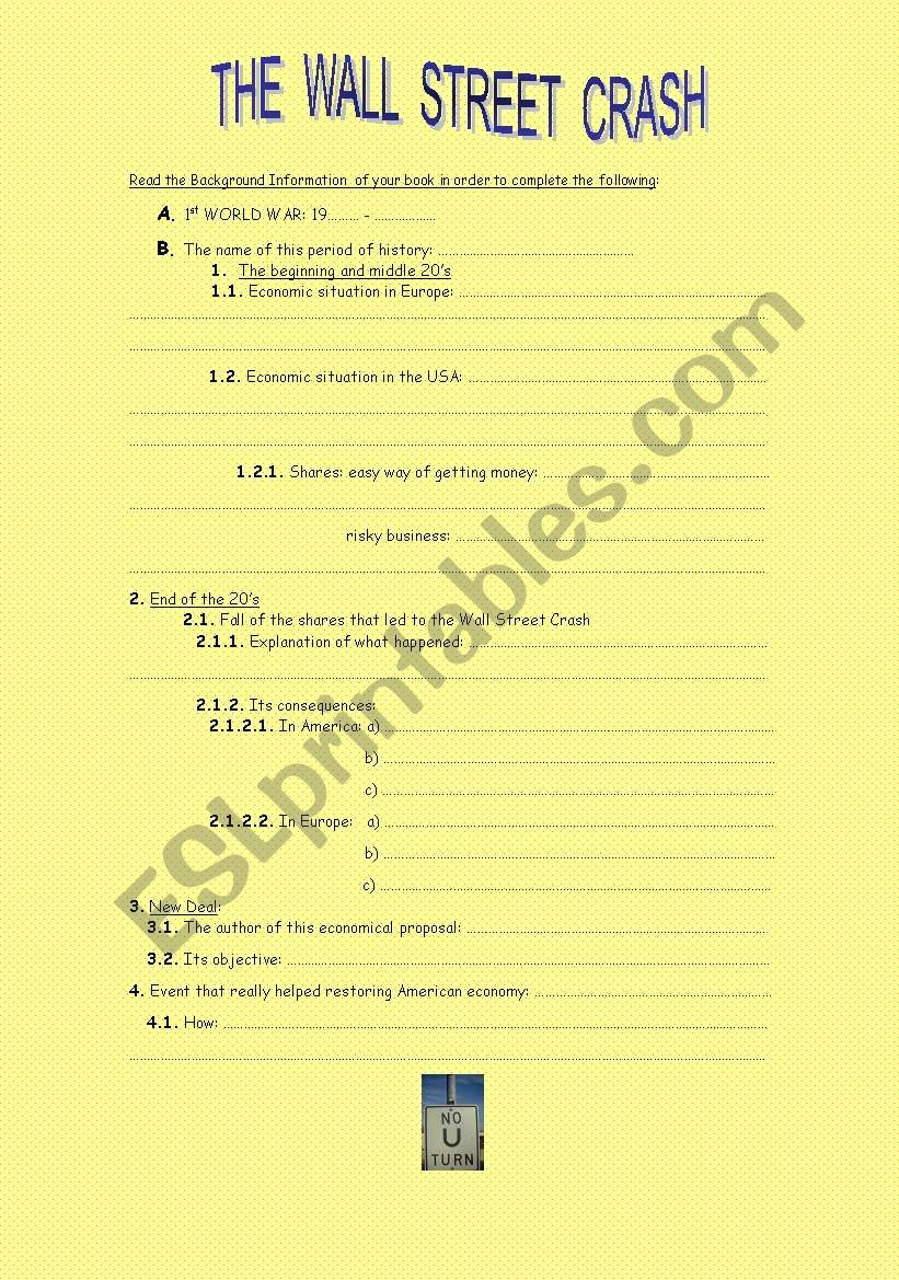 The Wall Street Crash worksheet