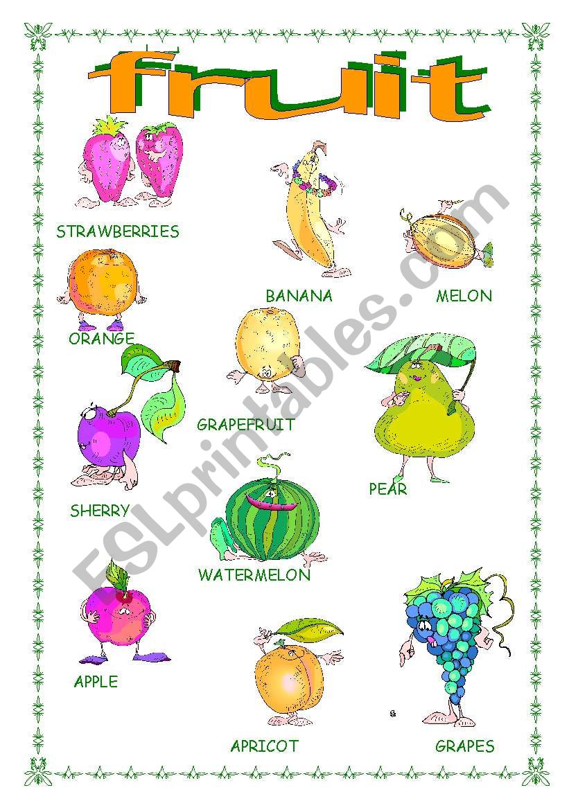 food : fruit handout !!! worksheet