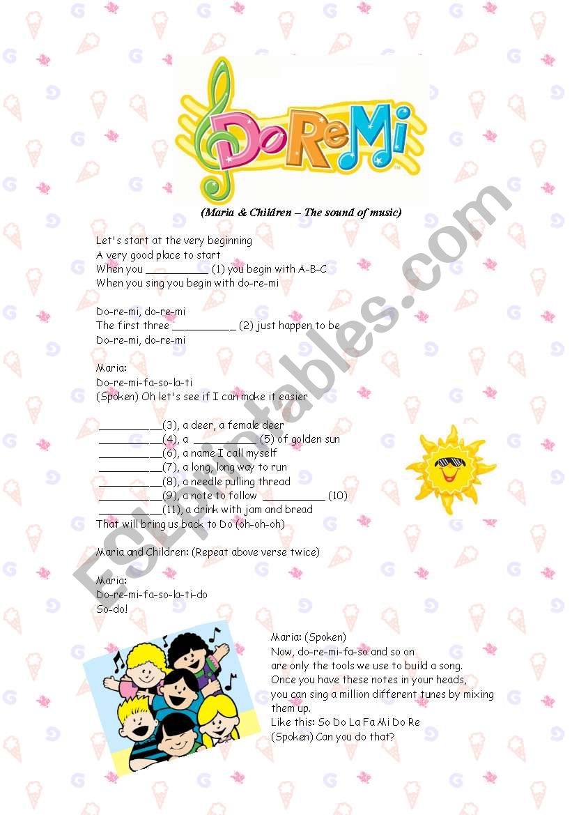 Doremi song from the film  worksheet