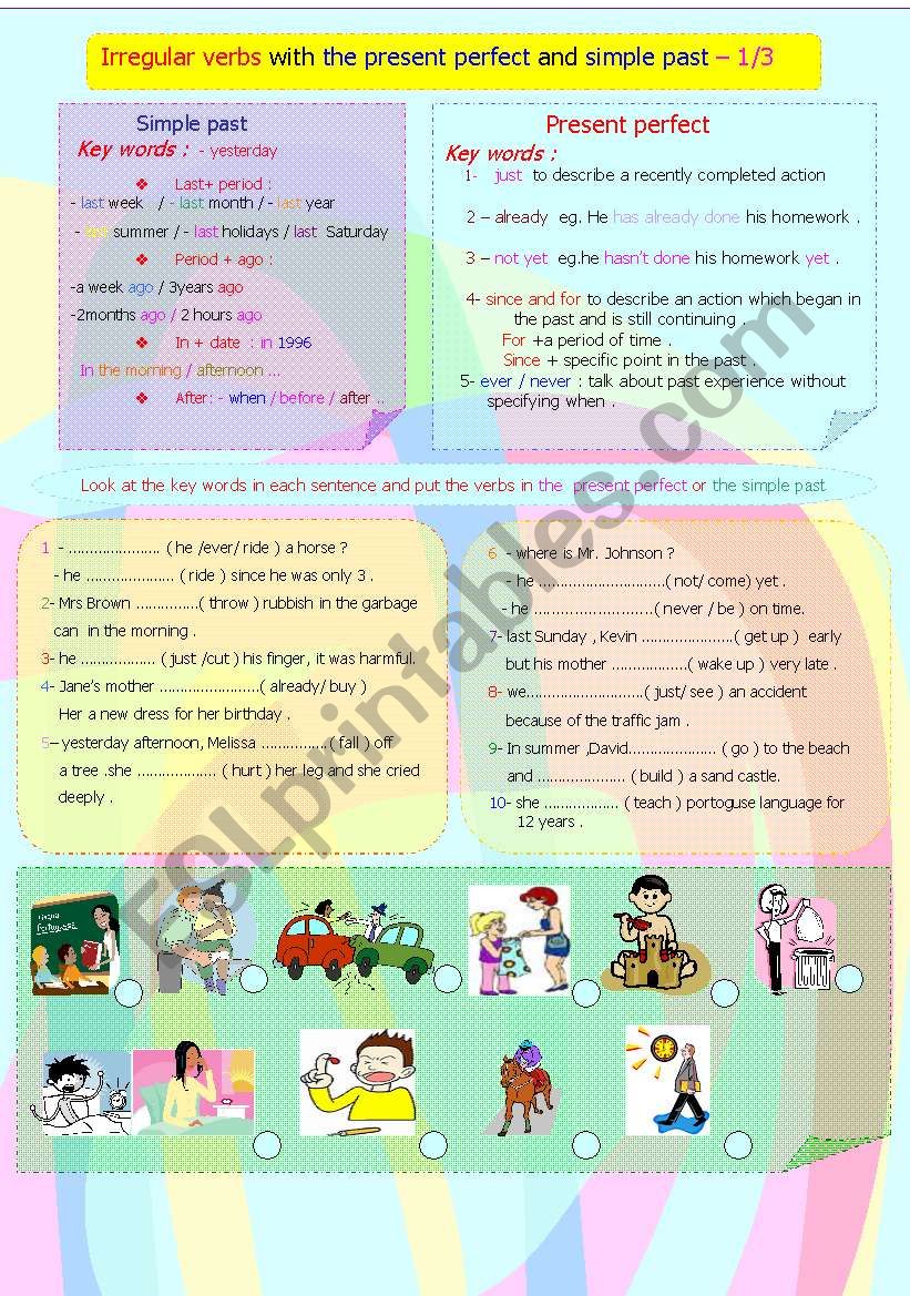 irregular verbs with present perfect and simple past