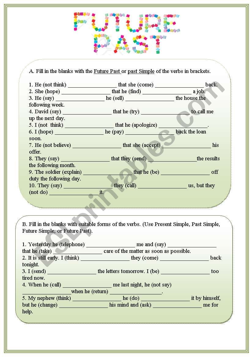 Future Past (would+V1) worksheet