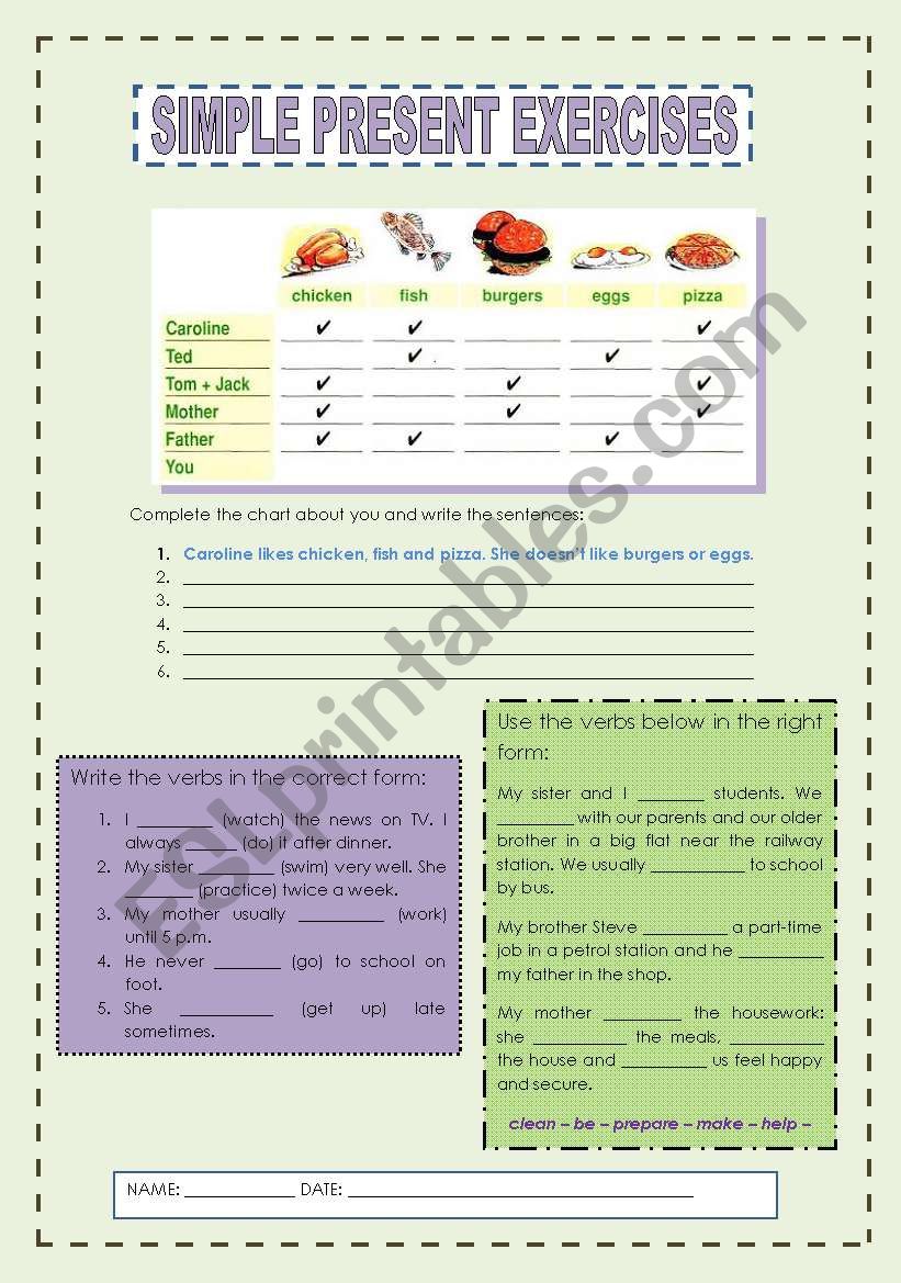 Simple Present Exercises (part 2)