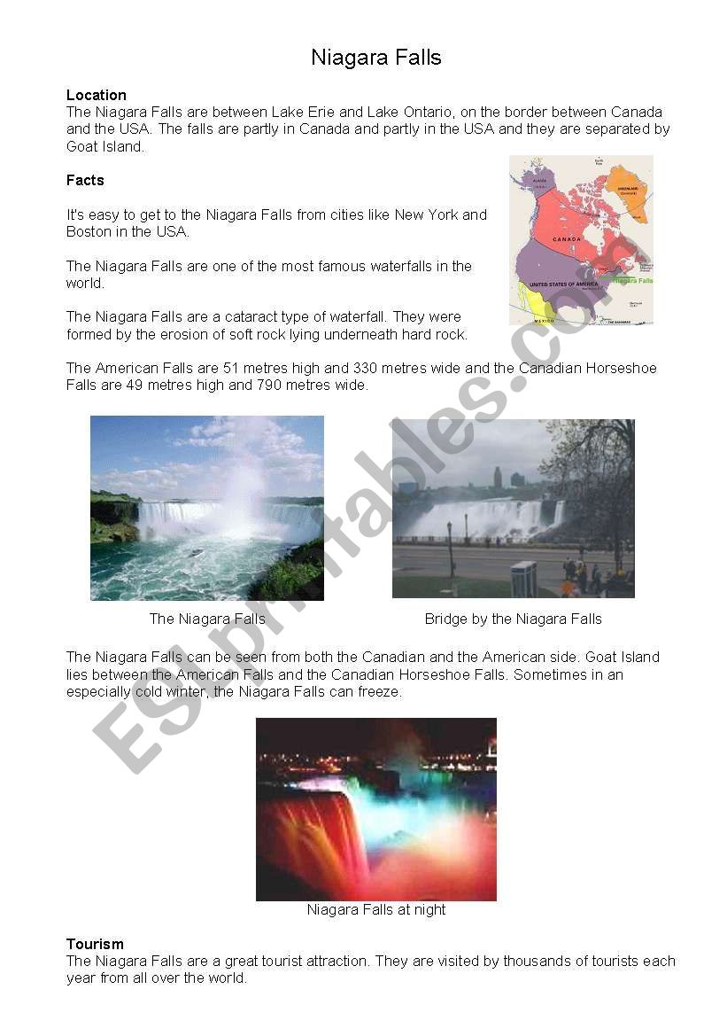 Niagara Falls worksheet