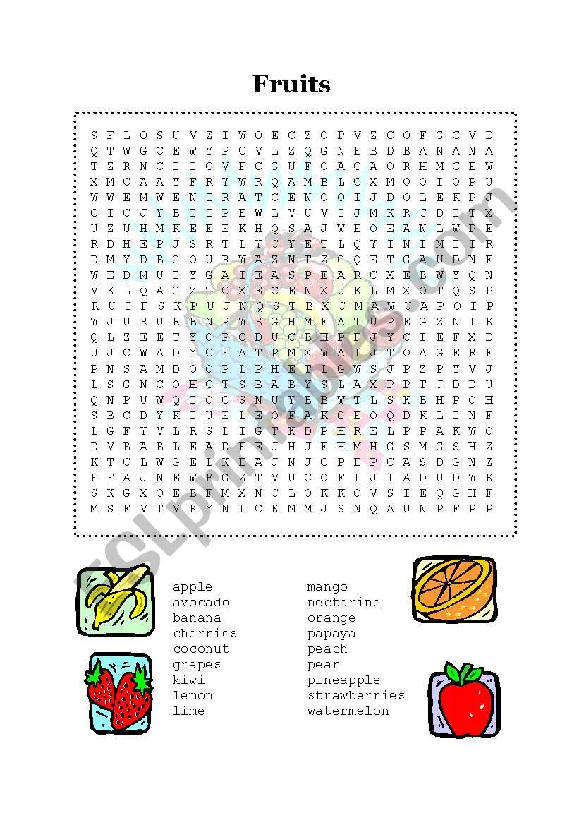 Fruit  Crossword worksheet