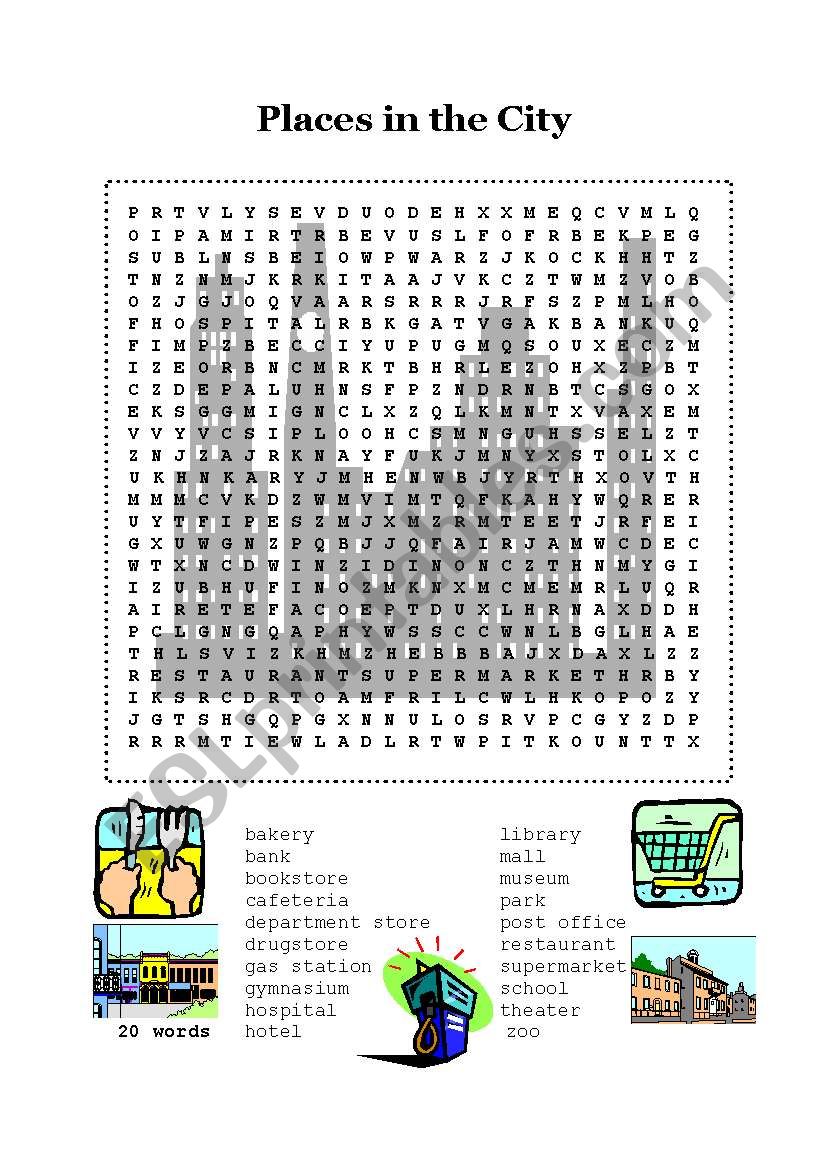 Places in the city worksheet