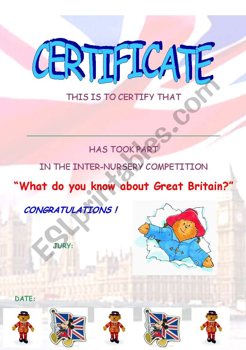 certificate worksheet