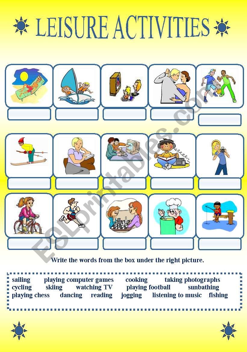 leisure activities worksheet