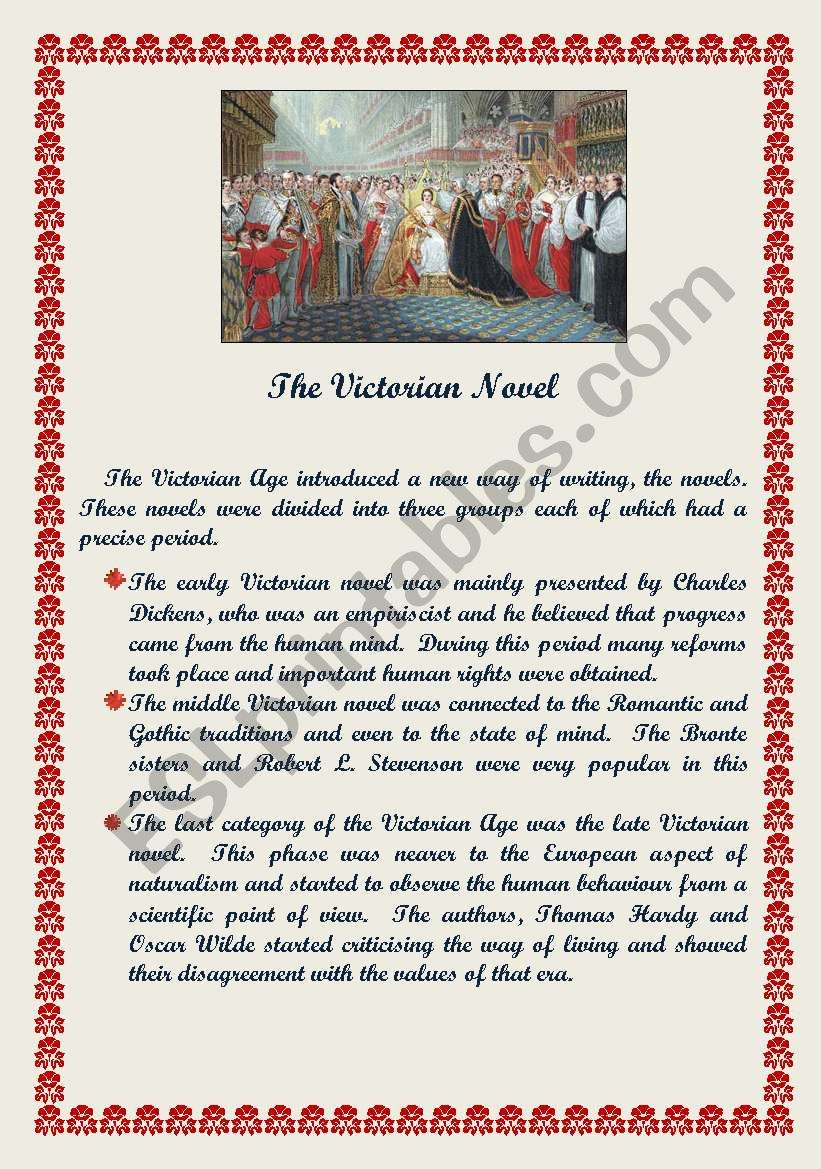The Victorian Novel worksheet