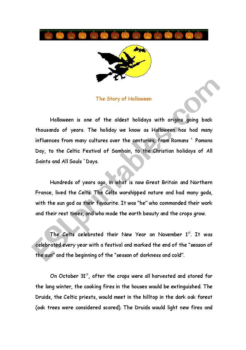 Halloween Story- part 1 worksheet