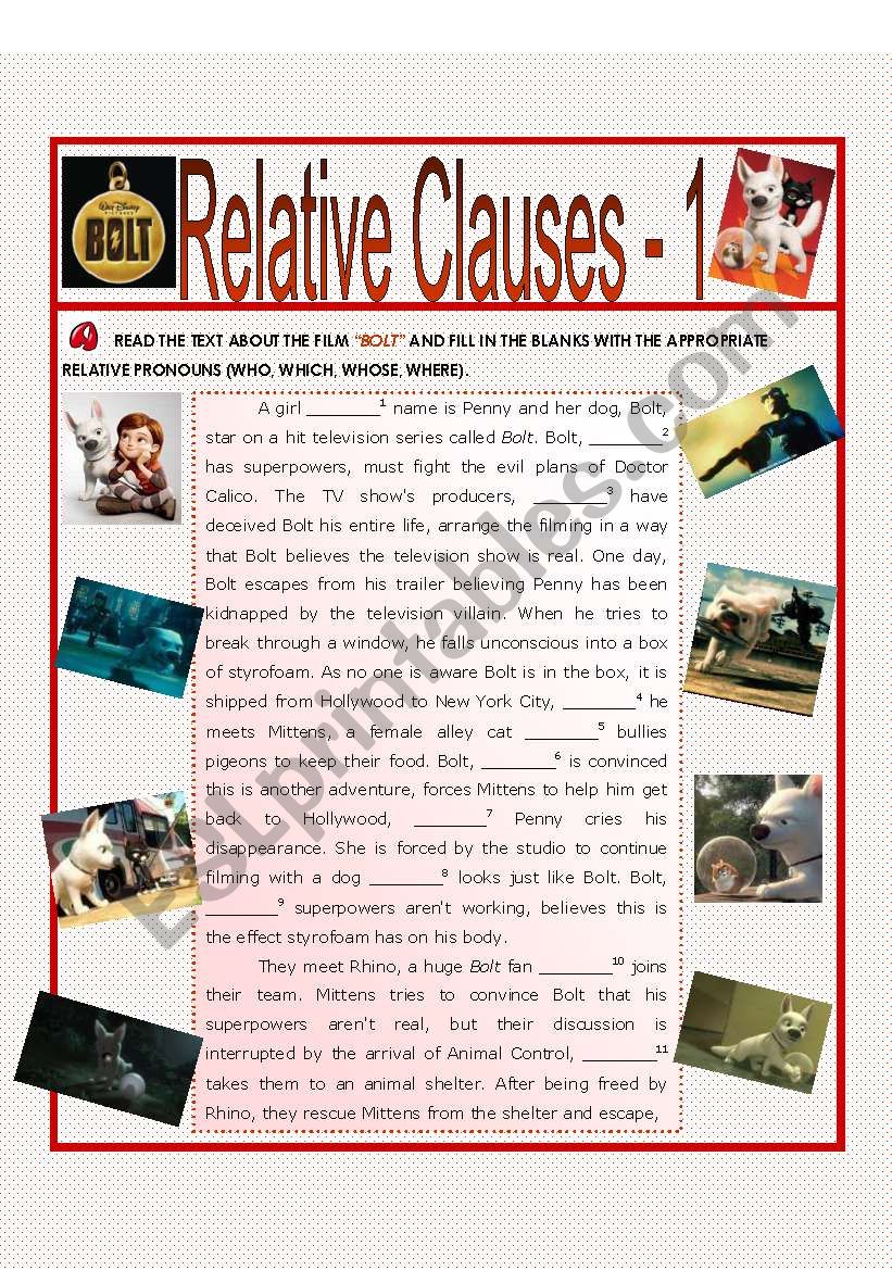 Relative Clauses 1 - BOLT worksheet