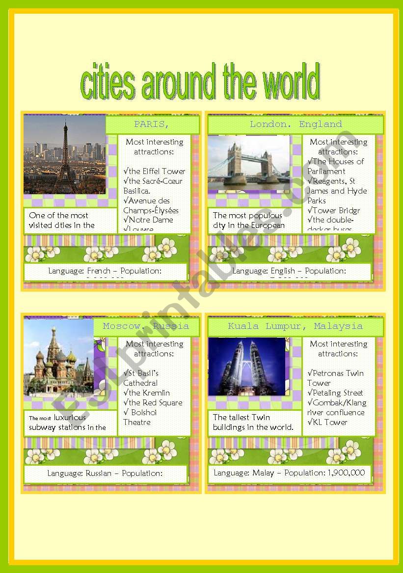 CITIES AROUND THE WORLD worksheet