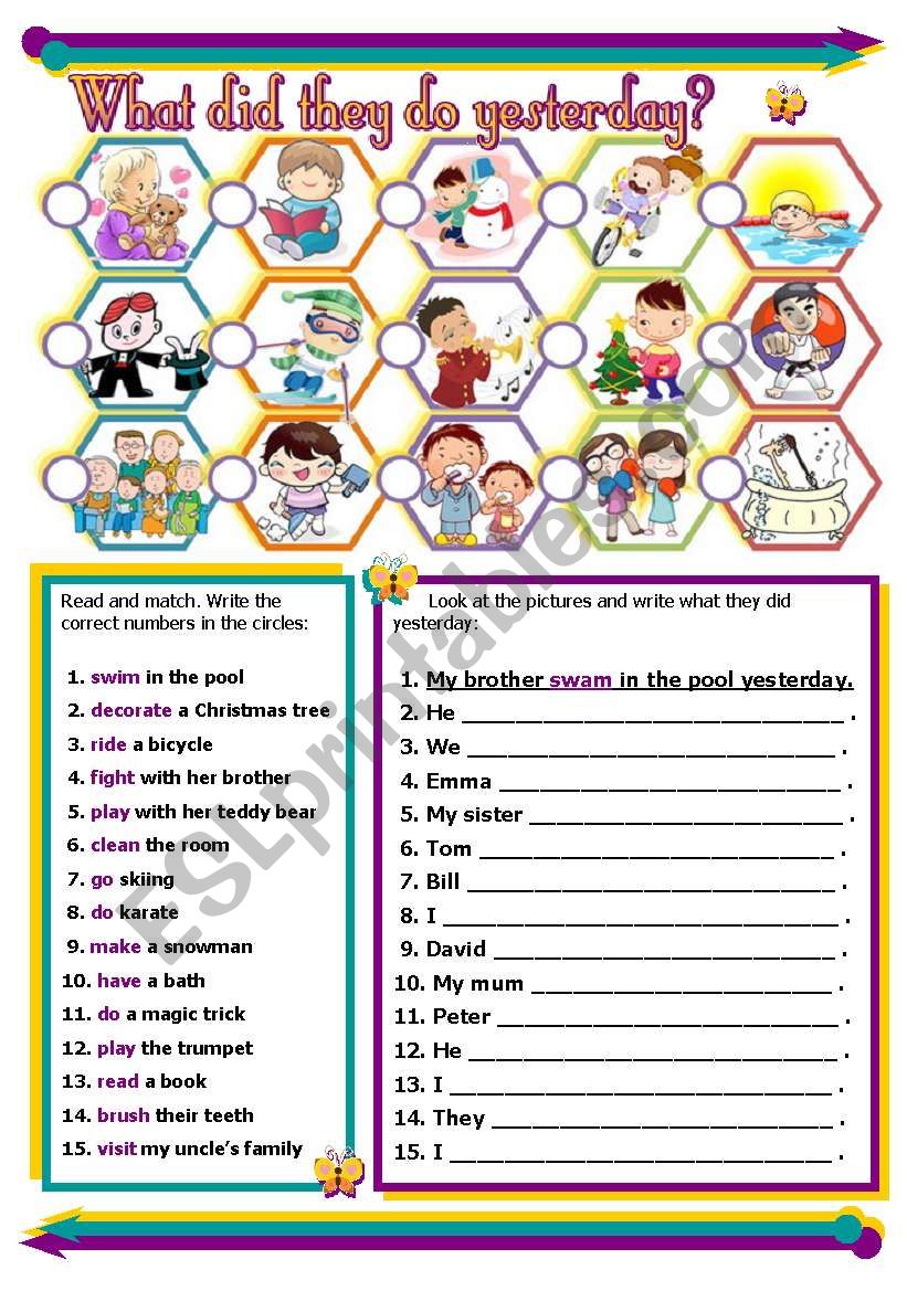 WHAT DID THEY DO YESTERDAY? worksheet