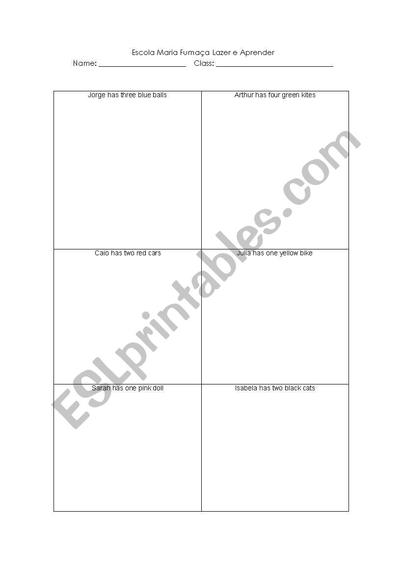 Numbers-toys-colors worksheet