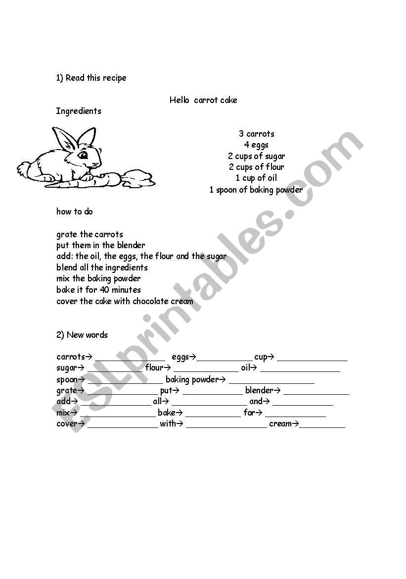 hello carrot cake  worksheet