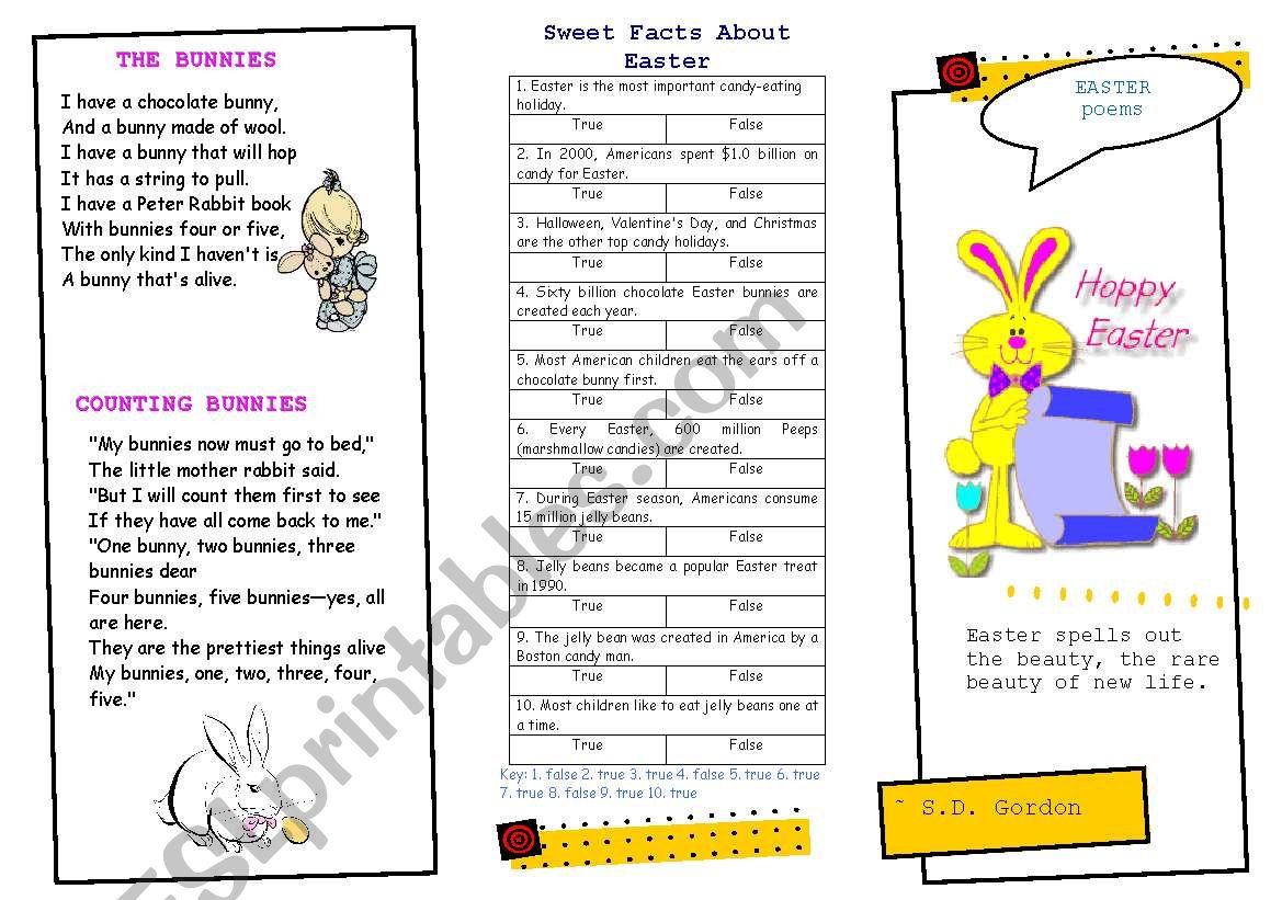 Colourful Easter Poems Booklet!