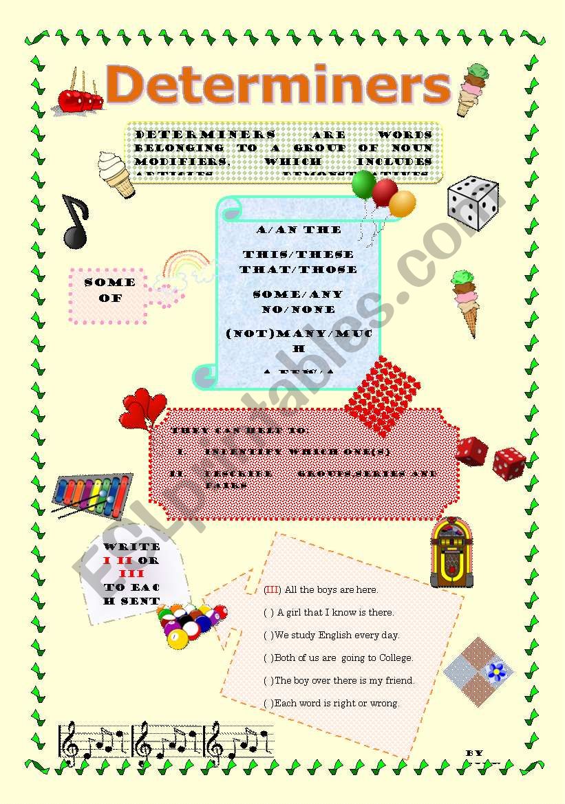 Determiners - learning some features of the English language 