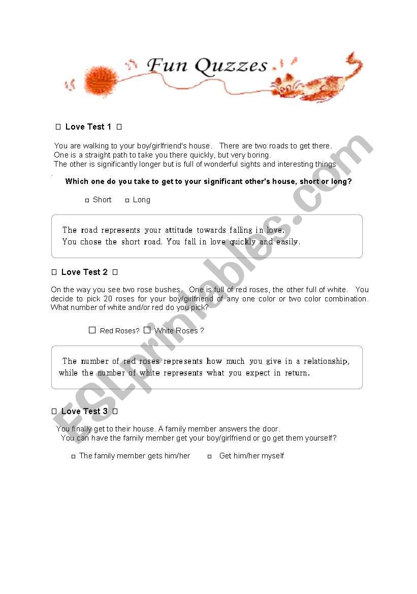 Love Mind Test for Fun and Motivation