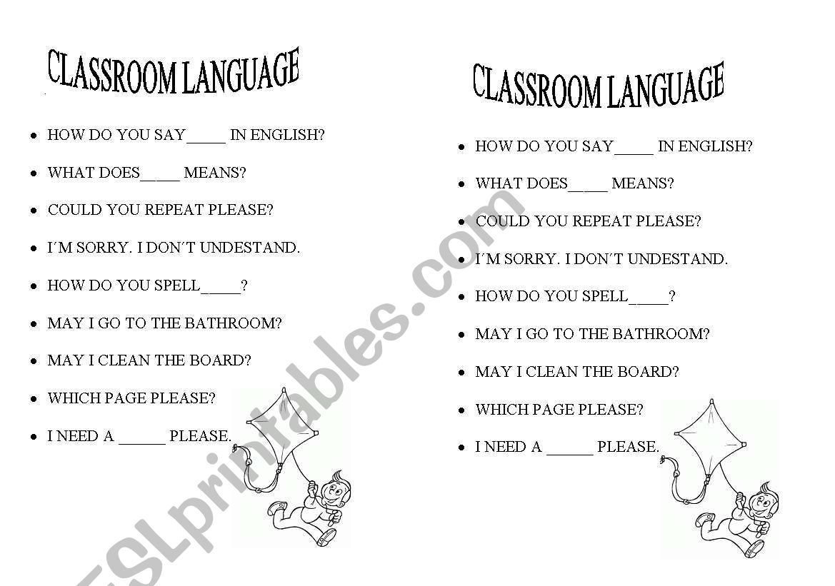 classroom language worksheet