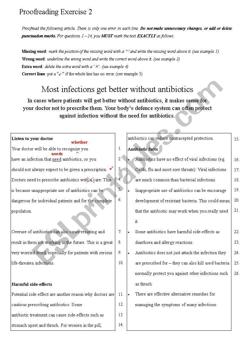 Proofreading Exercise 2 worksheet