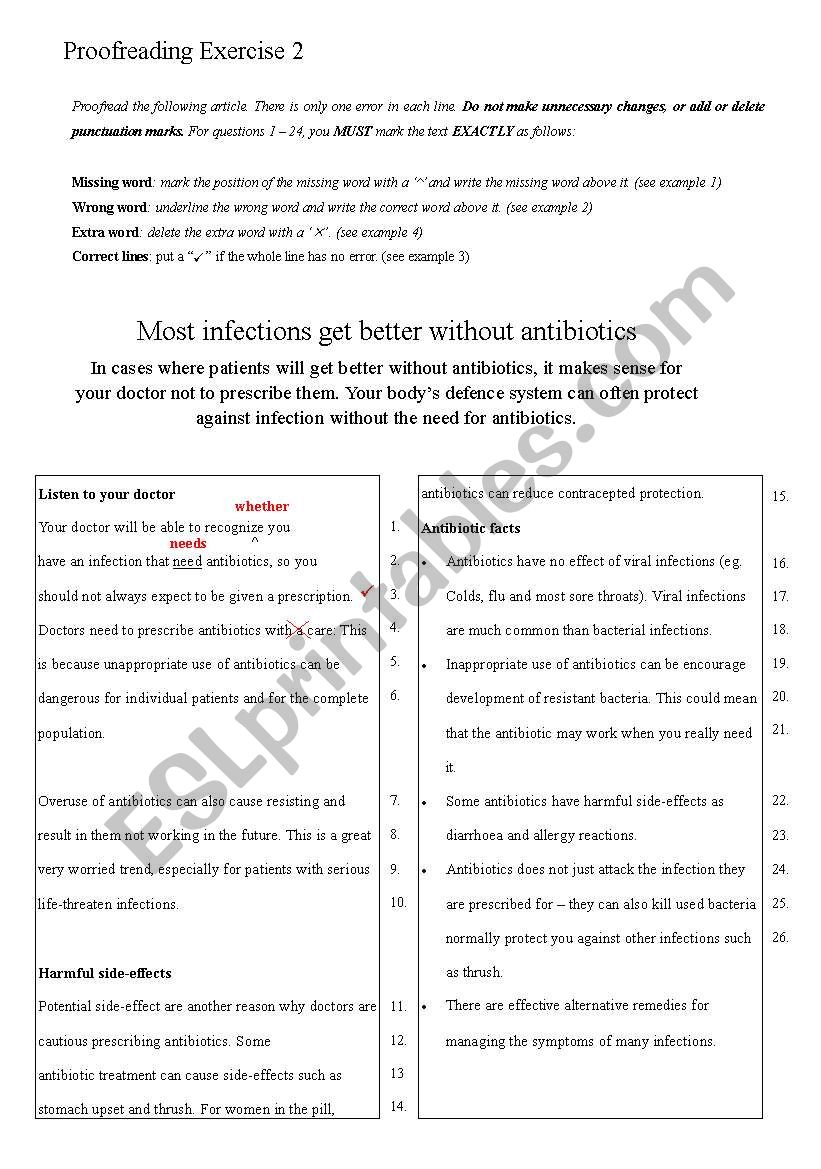 Proofreading Exercise 2_key worksheet