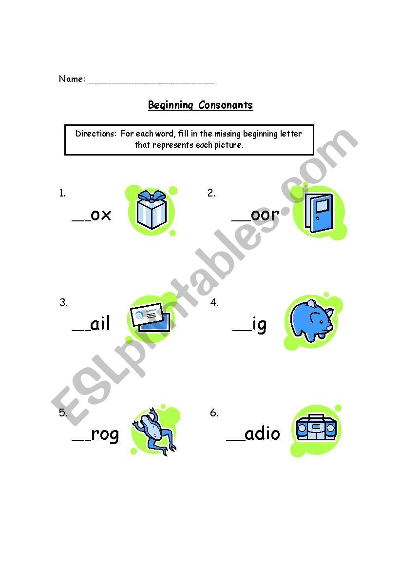 Beginning Consonants worksheet