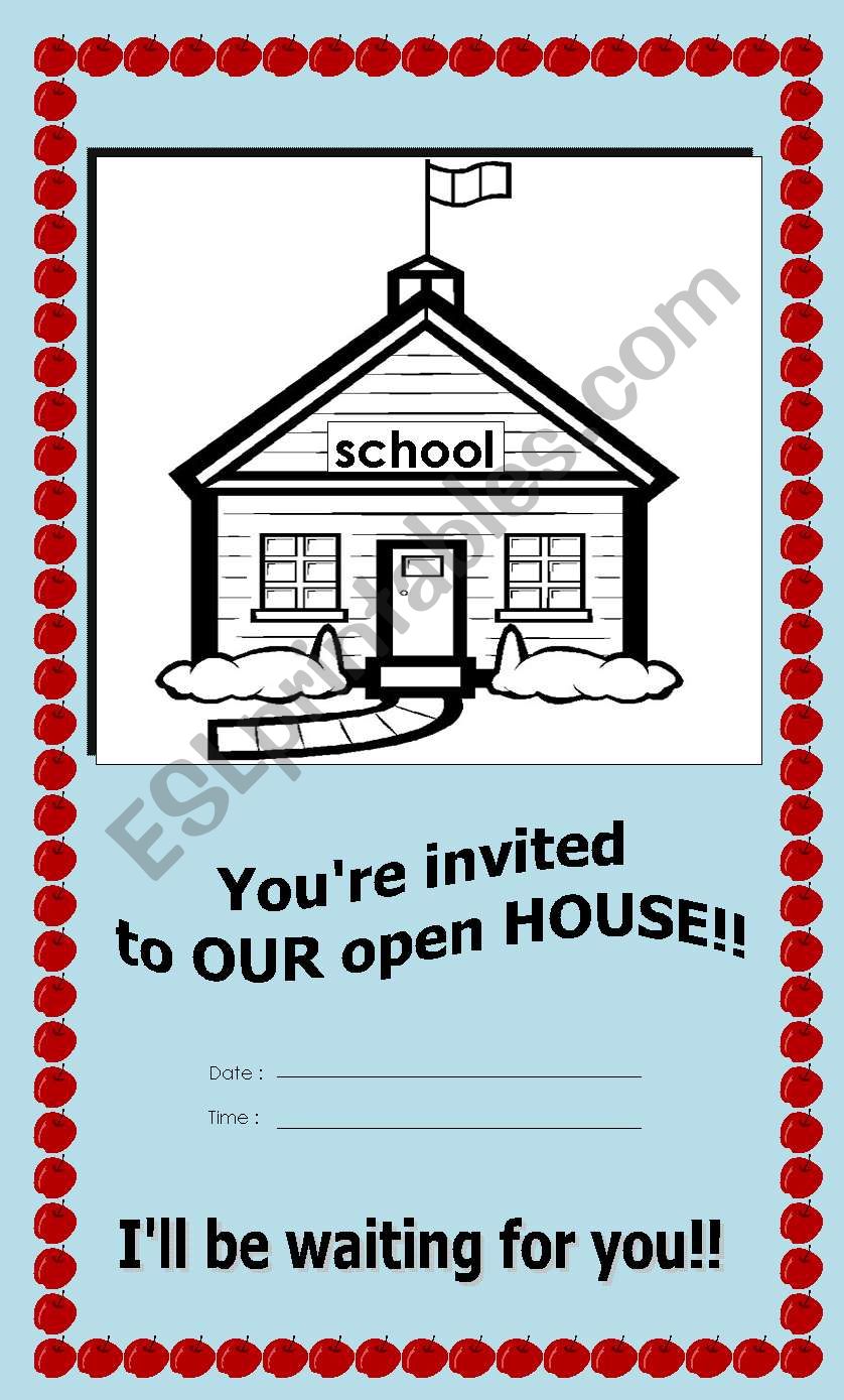 OPEN HOUSE INVITATION worksheet