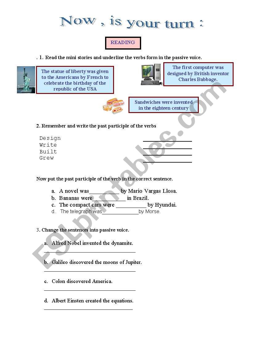 passive voice inventions worksheet