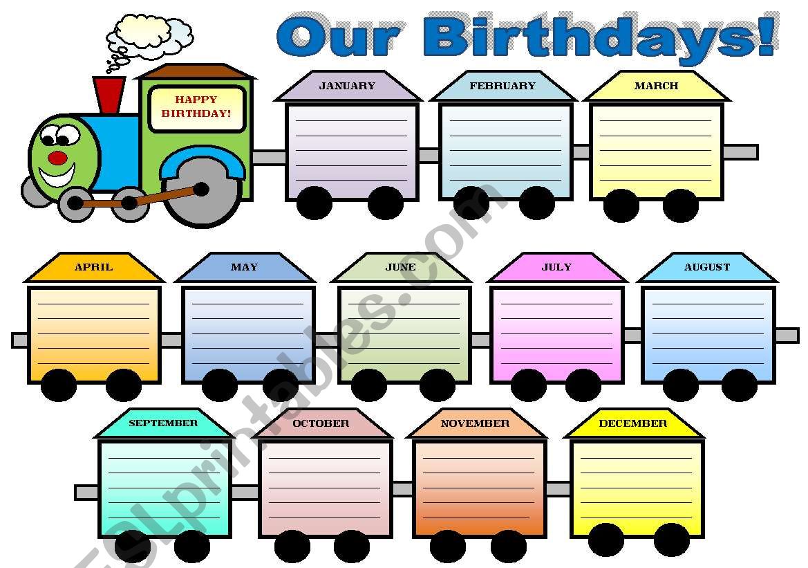 OUR BIRTHDAYS TRAIN! (EDITABLE) NOW WITH BIRTHDAY POEMS (the 2nd page)