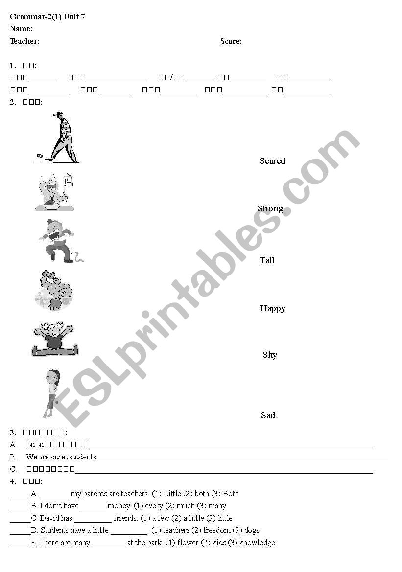 the use of adjectives worksheet