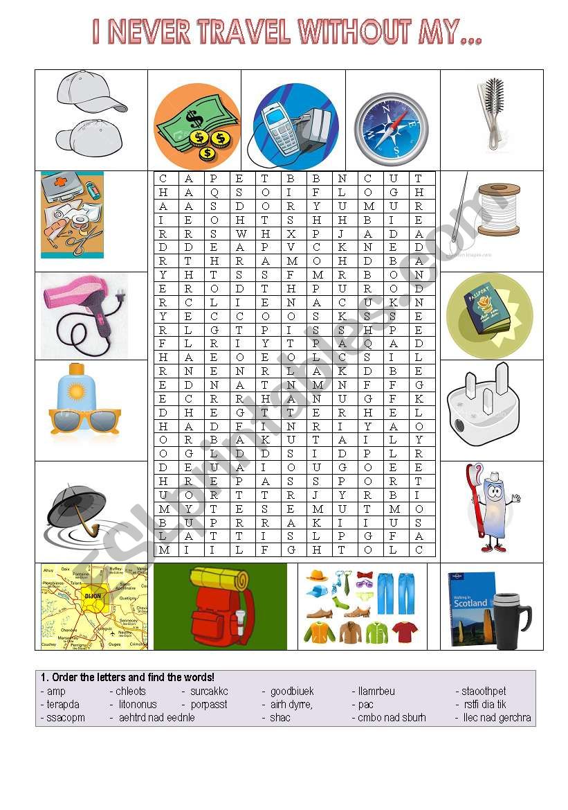 I never travel without my... worksheet