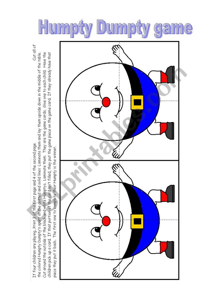 HUMPTY DUMPTY worksheet