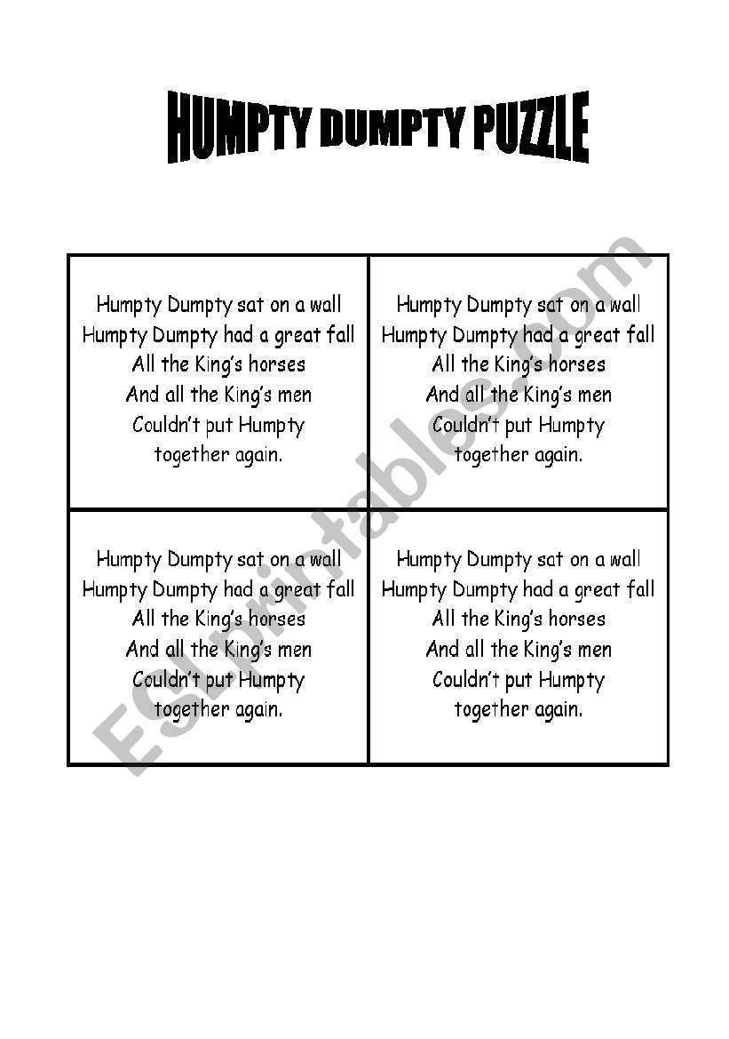 HUMPTY DUMPTY worksheet