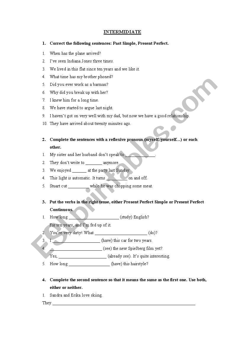 Intermediate revision exercises