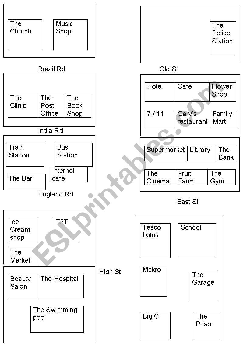 Map of a town worksheet