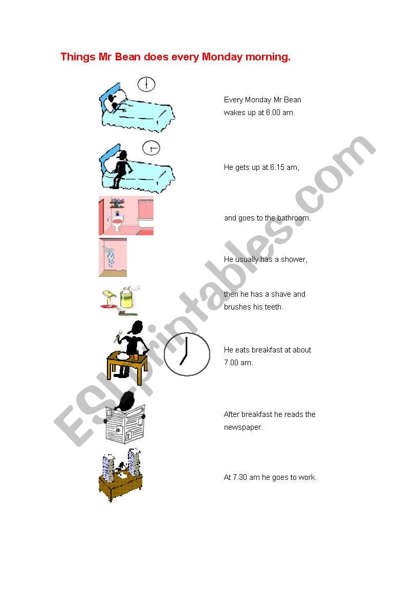 MR BEANS DAILY ROUTINE worksheet